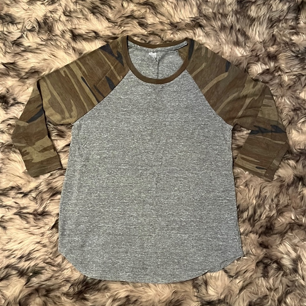 Alternative Apparel - Baseball Tee - Gray/Camo - Sz S